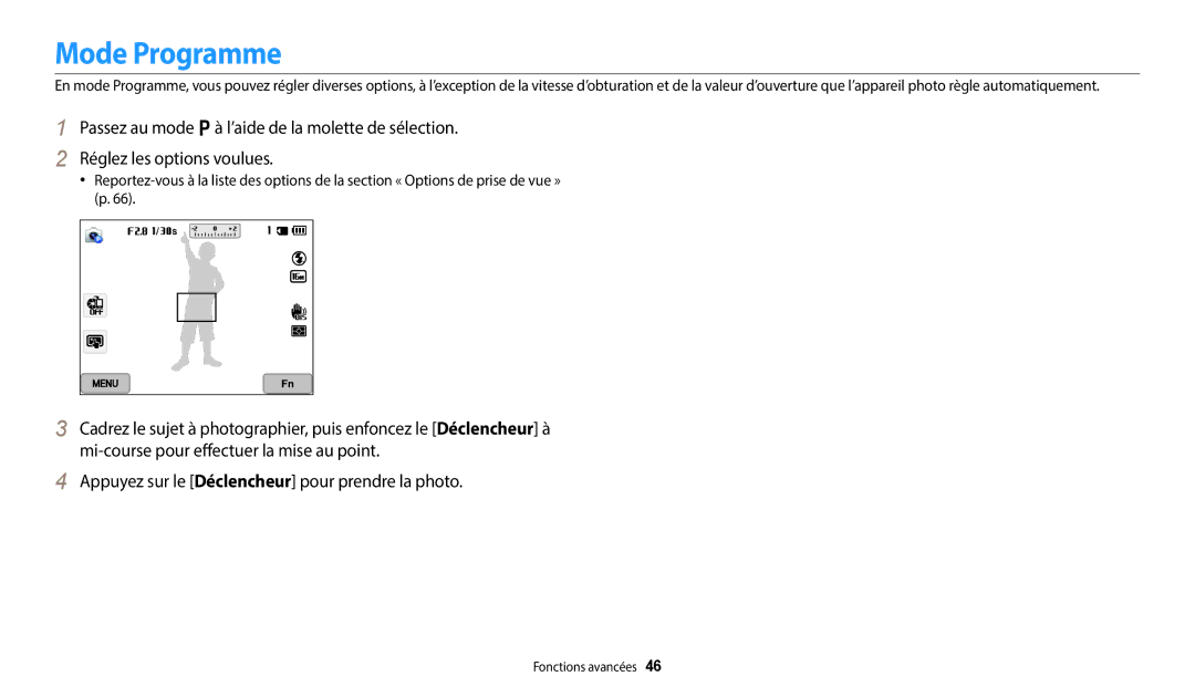 Samsung EC-WB50FZBPWFR, EC-WB350FBPBFR, EC-WB50FZBPBFR, EC-WB352FBDWFR, EC-WB352FBDBFR, EC-WB350FBPWFR manual Mode Programme 