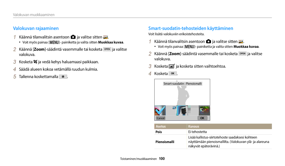 Samsung EC-WB50FZBPBE2 Valokuvan rajaaminen, Smart-suodatin-tehosteiden käyttäminen, Ei tehostetta, Näkyvät epäterävinä 