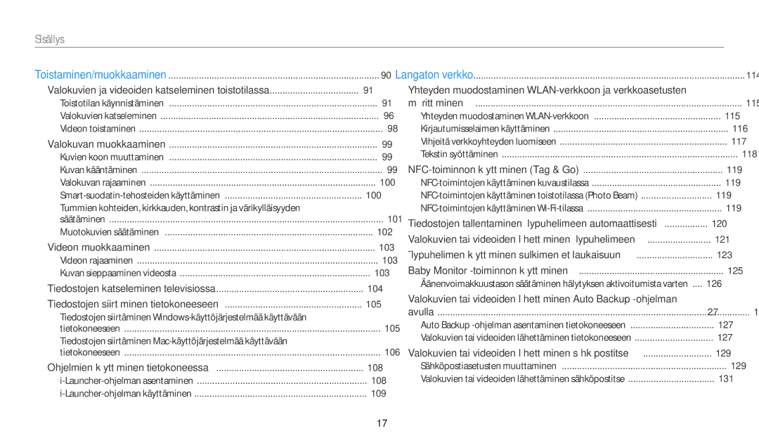 Samsung EC-WB352FBDBE2, EC-WB350FBPWE2, EC-WB50FZBPBE2 manual Valokuvien tai videoiden lähettäminen Auto Backup -ohjelman 