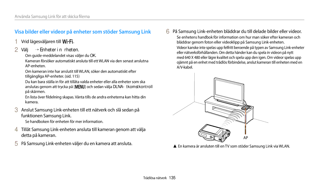 Samsung EC-WB50FZBPWE2, EC-WB350FBPWE2 manual Välj → Enheter i närheten, Se handboken för enheten för mer information 