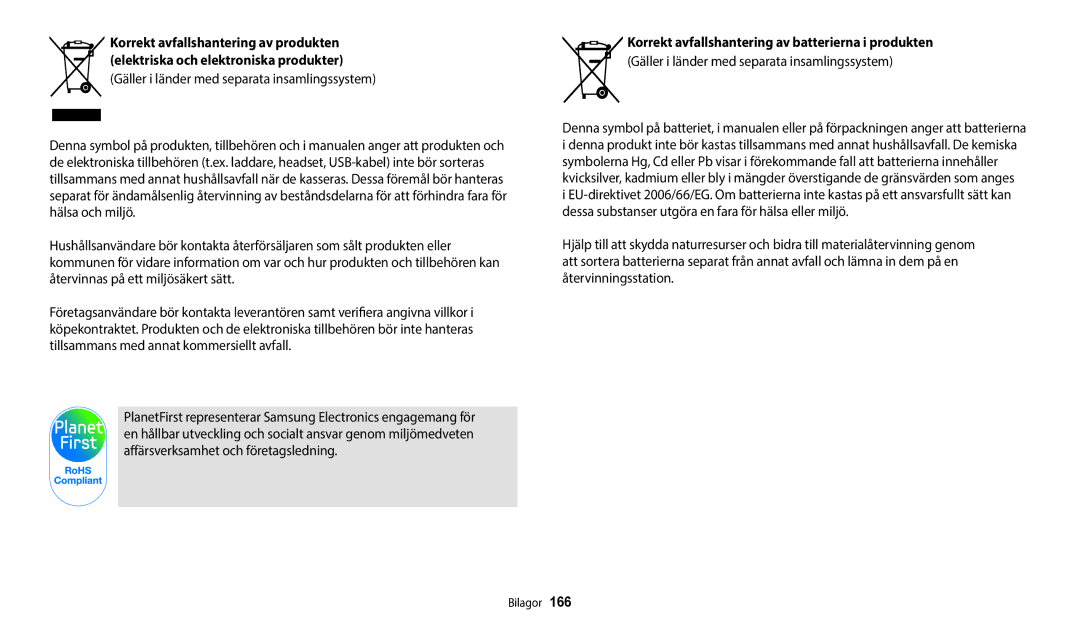 Samsung EC-WB350FBPUE2, EC-WB350FBPWE2 manual Korrekt avfallshantering av produkten, Elektriska och elektroniska produkter 