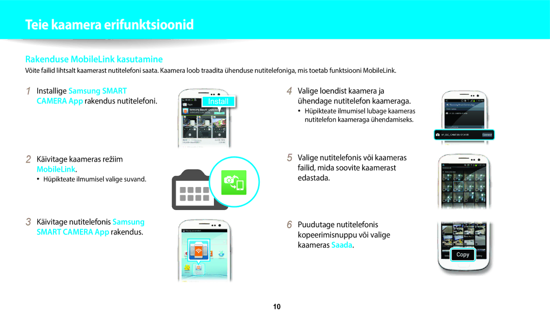 Samsung EC-WB350FBPRE2, EC-WB350FBPWE2, EC-WB50FZBPBE2 manual Käivitage kaameras režiim, Hüpikteate ilmumisel valige suvand 