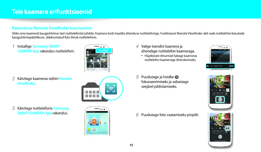 Samsung EC-WB350FBPNE2, EC-WB350FBPWE2 manual Rakenduse Remote Viewfinder kasutamine, Puudutage foto vaatamiseks pisipilti 