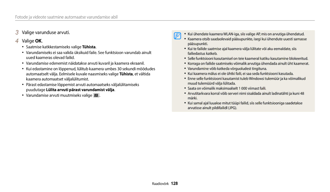 Samsung EC-WB350FBPNE2, EC-WB350FBPWE2 manual Valige varunduse arvuti Valige OK, Varundamise arvuti muutmiseks valige 