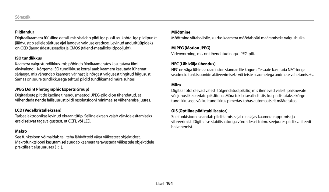 Samsung EC-WB350FBPNE2 ISO tundlikkus, Jpeg Joint Photographic Experts Group, LCD Vedelkristallekraan, Mõõtmine, Müra 