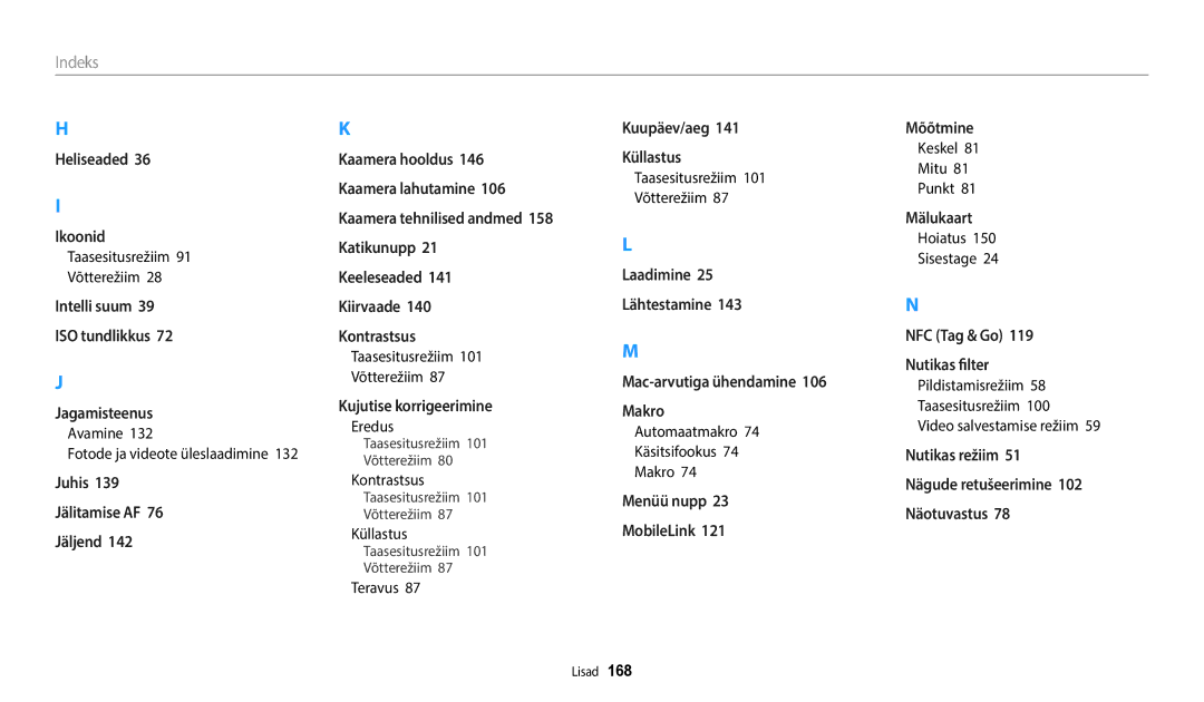 Samsung EC-WB352FBDBE2 Avamine Fotode ja videote üleslaadimine, Kontrastsus, Teravus, Automaatmakro Käsitsifookus Makro 