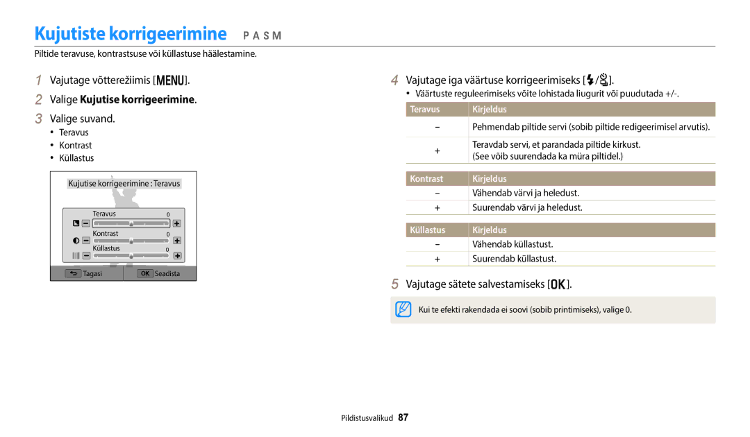 Samsung EC-WB352FBDBE2, EC-WB350FBPWE2, EC-WB50FZBPBE2 Kujutiste korrigeerimine p a h M, Valige Kujutise korrigeerimine 