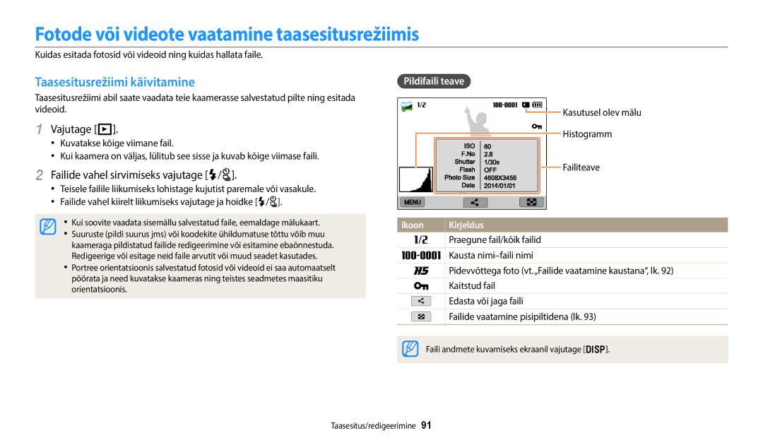 Samsung EC-WB350FBPRE2 manual Fotode või videote vaatamine taasesitusrežiimis, Taasesitusrežiimi käivitamine, Vajutage P 