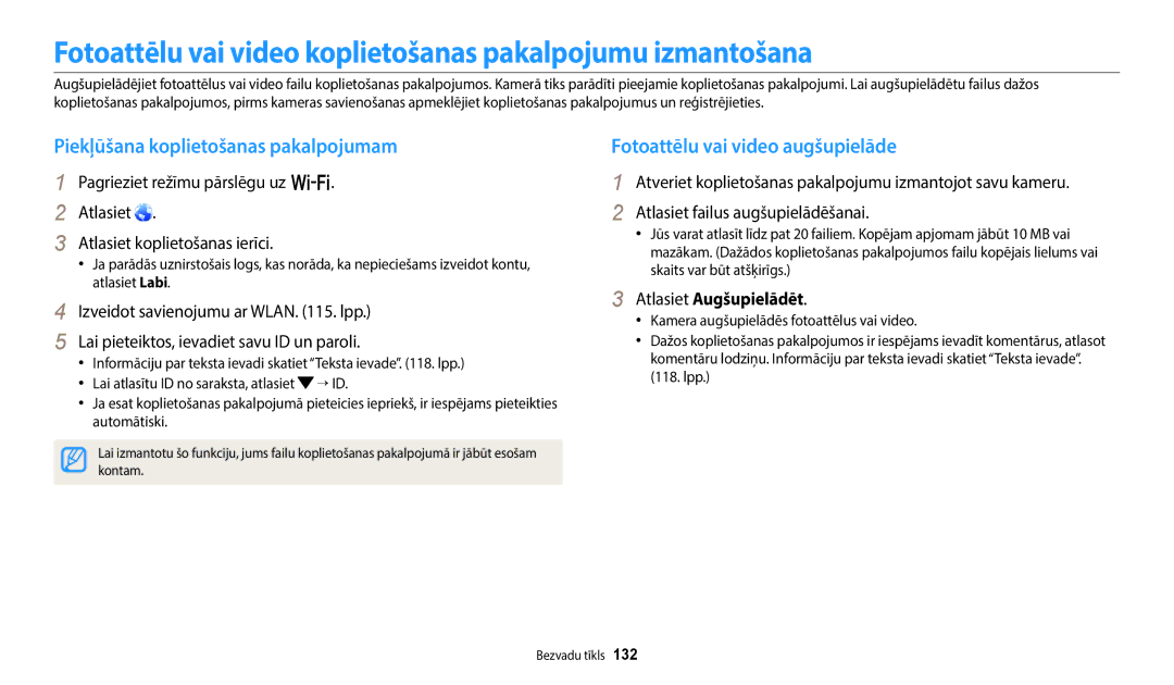 Samsung EC-WB352FBDBE2 Fotoattēlu vai video koplietošanas pakalpojumu izmantošana, Piekļūšana koplietošanas pakalpojumam 