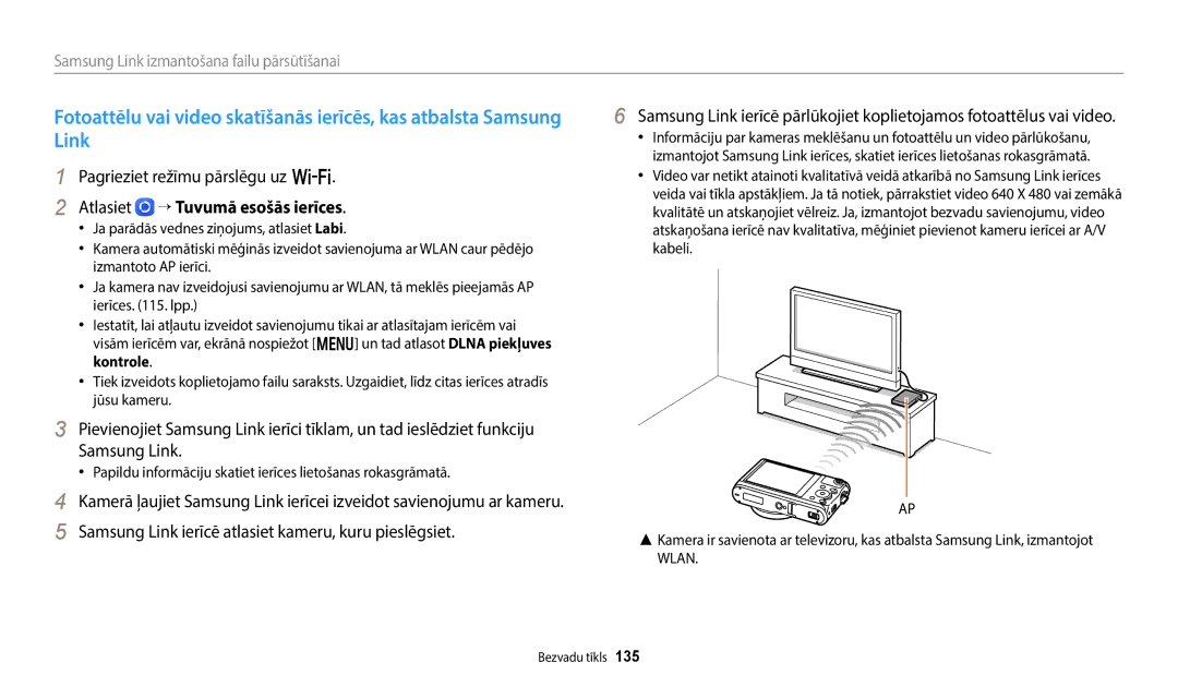 Samsung EC-WB50FZBPBE2 manual Atlasiet → Tuvumā esošās ierīces, Samsung Link ierīcē atlasiet kameru, kuru pieslēgsiet 