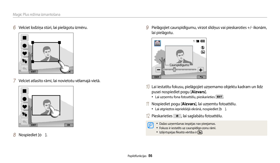 Samsung EC-WB350FBPNE2 manual Pieskarieties , lai saglabātu fotoattēlu, Lai uzņemtu fona fotoattēlu, pieskarieties 