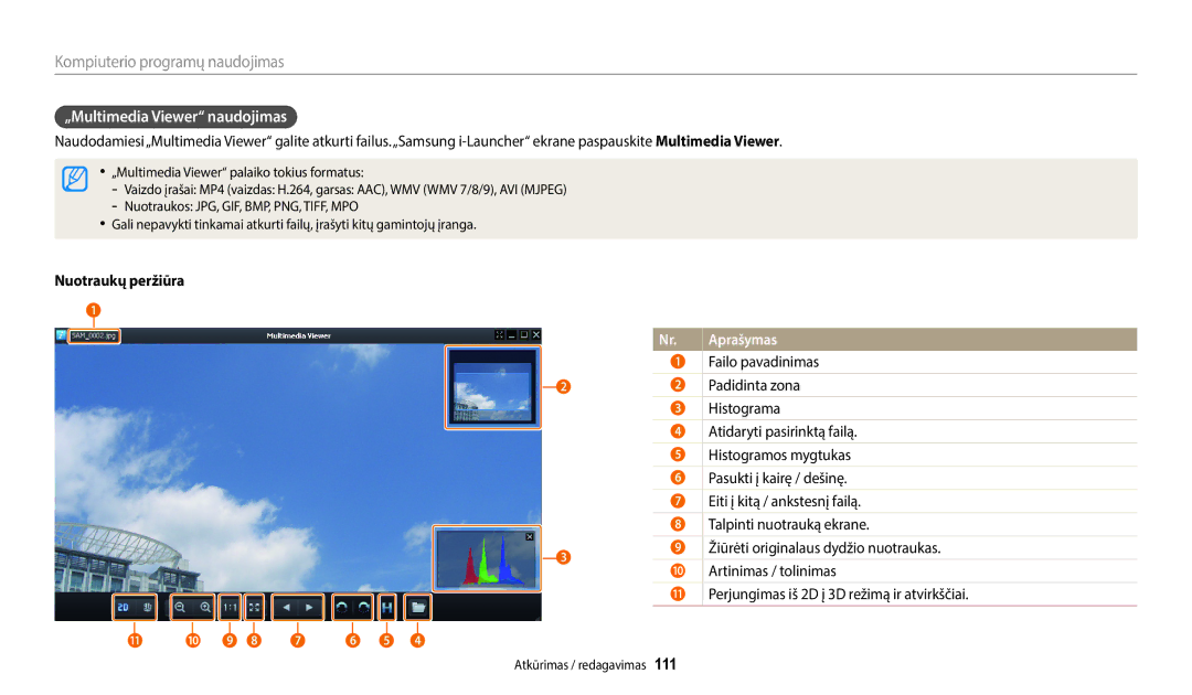 Samsung EC-WB352FBDWE2, EC-WB350FBPWE2, EC-WB50FZBPBE2 „Multimedia Viewer naudojimas, Nuotraukų peržiūra, Failo pavadinimas 