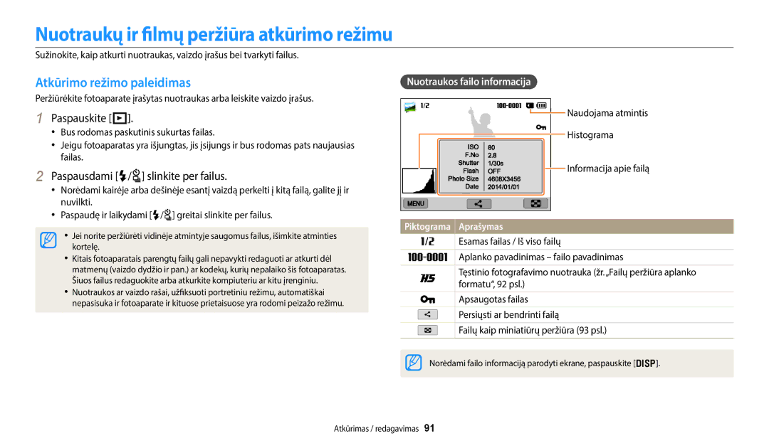 Samsung EC-WB350FBPRE2 manual Nuotraukų ir filmų peržiūra atkūrimo režimu, Atkūrimo režimo paleidimas, Paspauskite P 