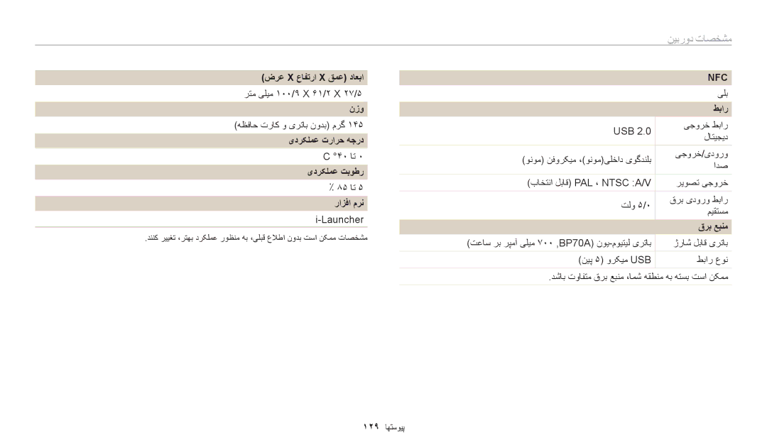 Samsung EC-WB35FZBDRSA manual ضرع X عافترا X قمع داعبا, نزو, یدرکلمع ترارح هجرد, یدرکلمع تبوطر, رازفا مرن, طبار, قرب عبنم 