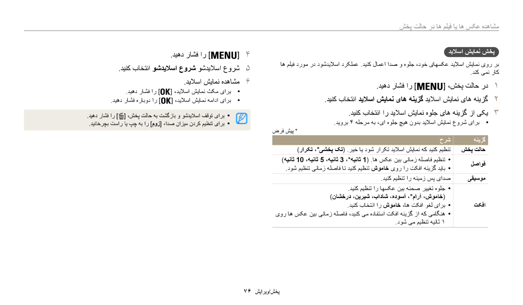 Samsung EC-WB35FZDPBZA manual دینک باختنا وشديلاسا عورش وشدیلاسا عورش5, دیلاسا شیامن هدهاشم6 دیهد راشف ار ،شخپ تلاح رد1 