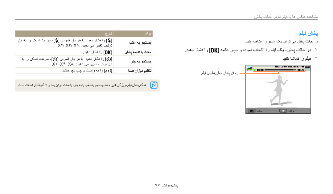 Samsung EC-WB35FZBPLDZ, EC-WB35FZBDWSA manual ملیف شخپ, بقع هب وجتسج, شخپ همادا اي ثکم, ولج هب وجتسج, ادص نازيم ميظنت 