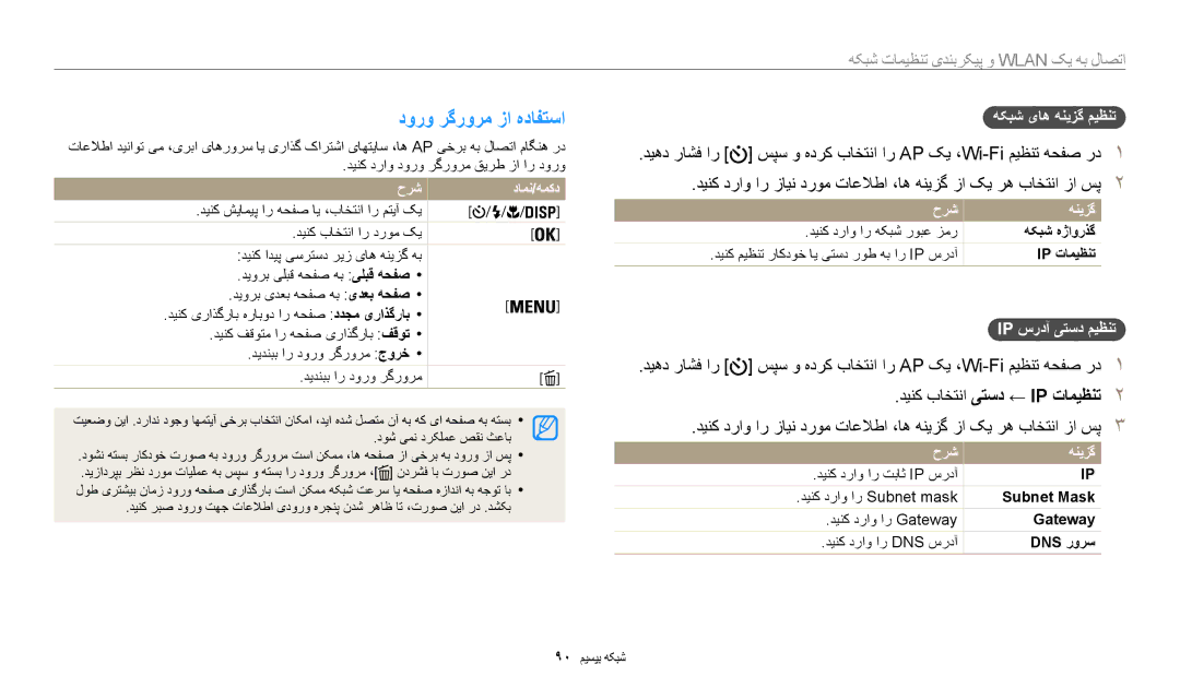 Samsung EC-WB35FZDDLME, EC-WB35FZBDWSA manual دورو رگرورم زا هدافتسا, ديهد راشف ار, دینک باختنا یتسد ← IP تامیظنت 2 