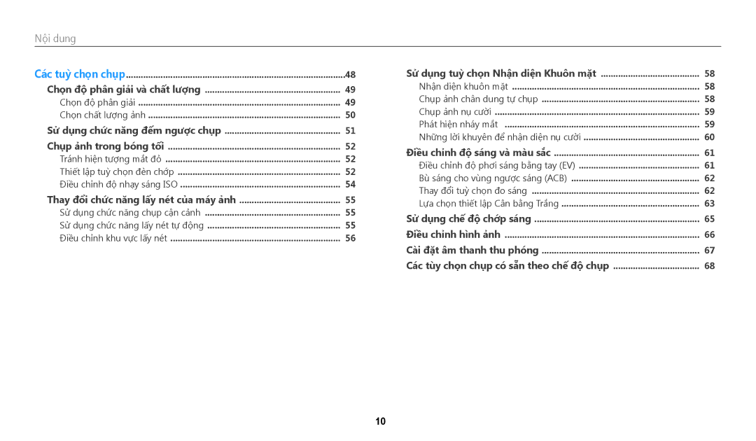 Samsung EC-WB35FZBDWVN manual Nộ̣i﻿ dung 