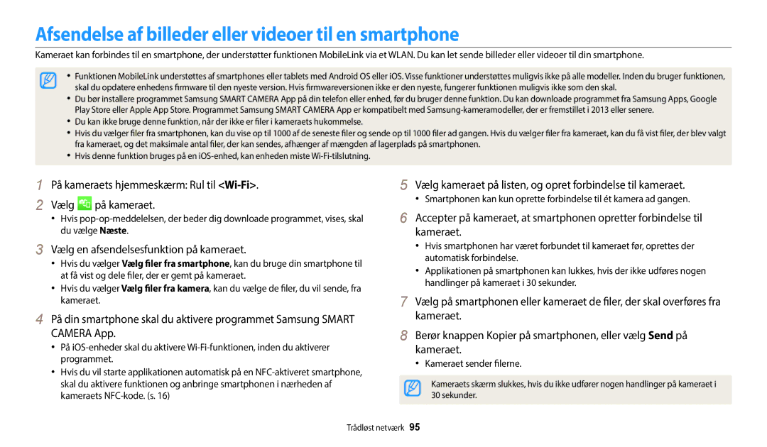 Samsung EC-WB35FZBPBE2 Afsendelse af billeder eller videoer til en smartphone, Vælg en afsendelsesfunktion på kameraet 