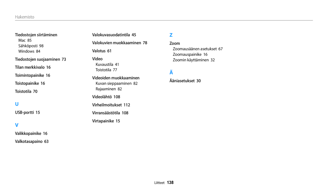 Samsung EC-WB35FZBPWE2, EC-WB35FZBPBE2, EC-WB35FZBPLE2 manual Mac Sähköposti Windows, Kuvan sieppaaminen 82 Rajaaminen 