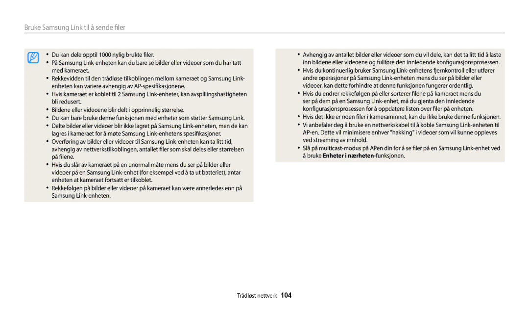 Samsung EC-WB35FZBPLE2, EC-WB35FZBPBE2, EC-WB35FZBPRE2, EC-WB35FZBPWE2 manual Bruke Samsung Link til å sende filer 