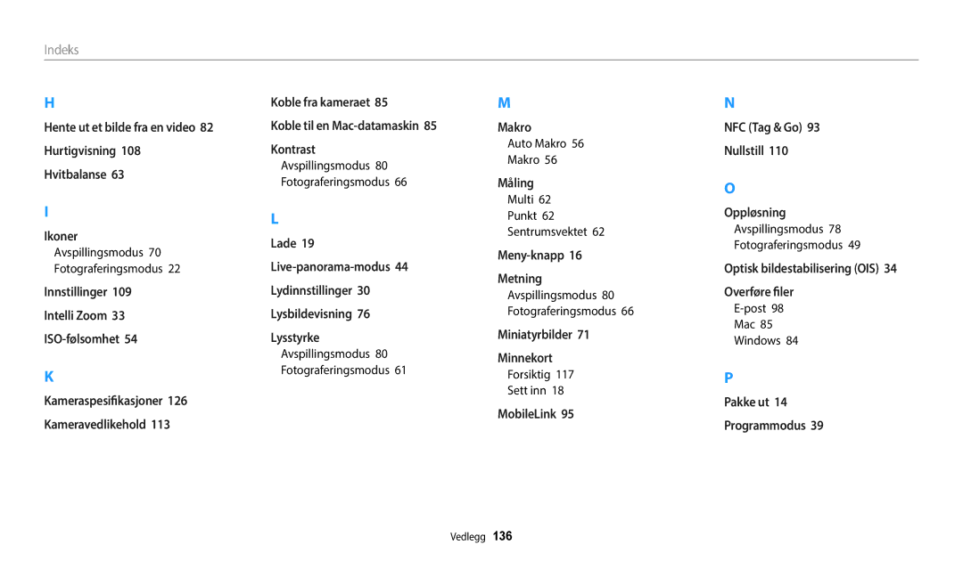 Samsung EC-WB35FZBPLE2, EC-WB35FZBPBE2, EC-WB35FZBPRE2, EC-WB35FZBPWE2 manual Indeks 