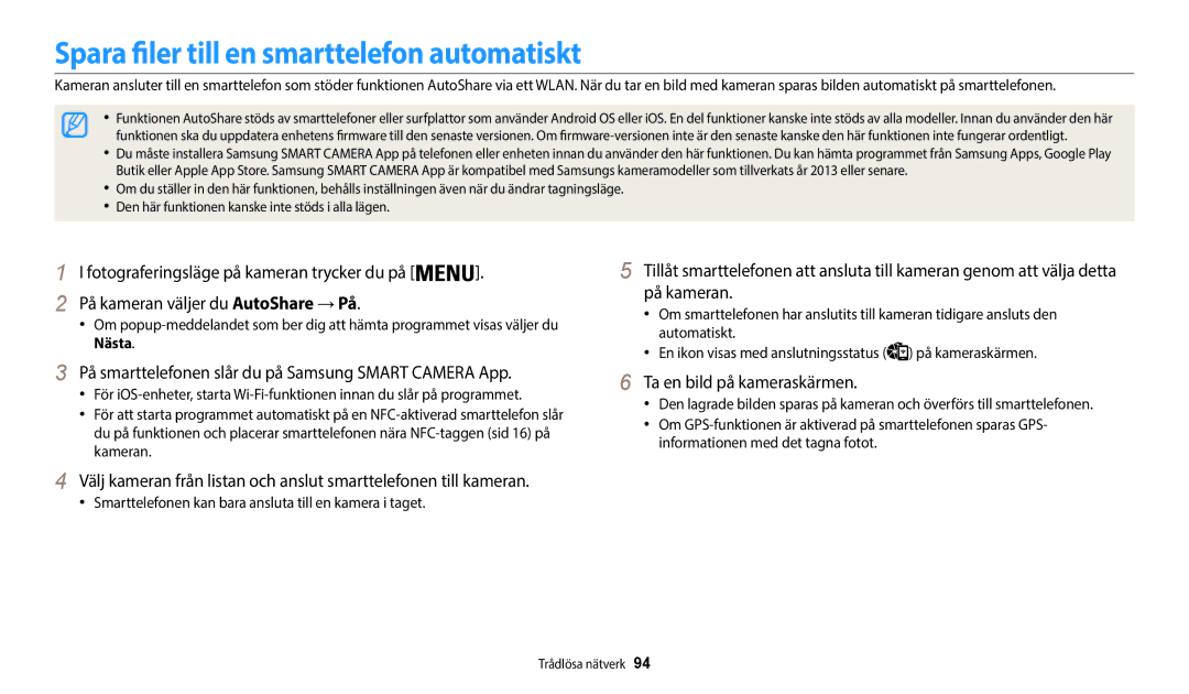 Samsung EC-WB35FZBPWE2 Spara filer till en smarttelefon automatiskt, På smarttelefonen slår du på Samsung Smart Camera App 