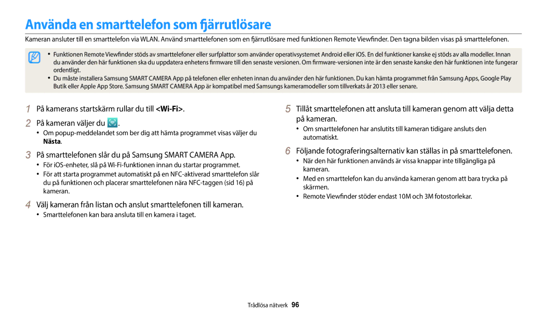 Samsung EC-WB35FZBPLE2, EC-WB35FZBPBE2, EC-WB35FZBPRE2, EC-WB35FZBPWE2 manual Använda en smarttelefon som fjärrutlösare 