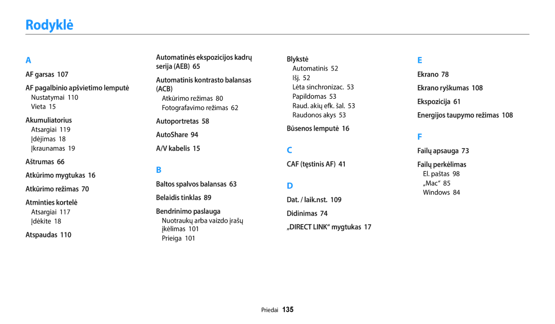 Samsung EC-WB35FZBPBE2, EC-WB35FZBPLE2 manual Rodyklė, Nustatymai Vieta, Nuotraukų arba vaizdo įrašų įkėlimas Prieiga 