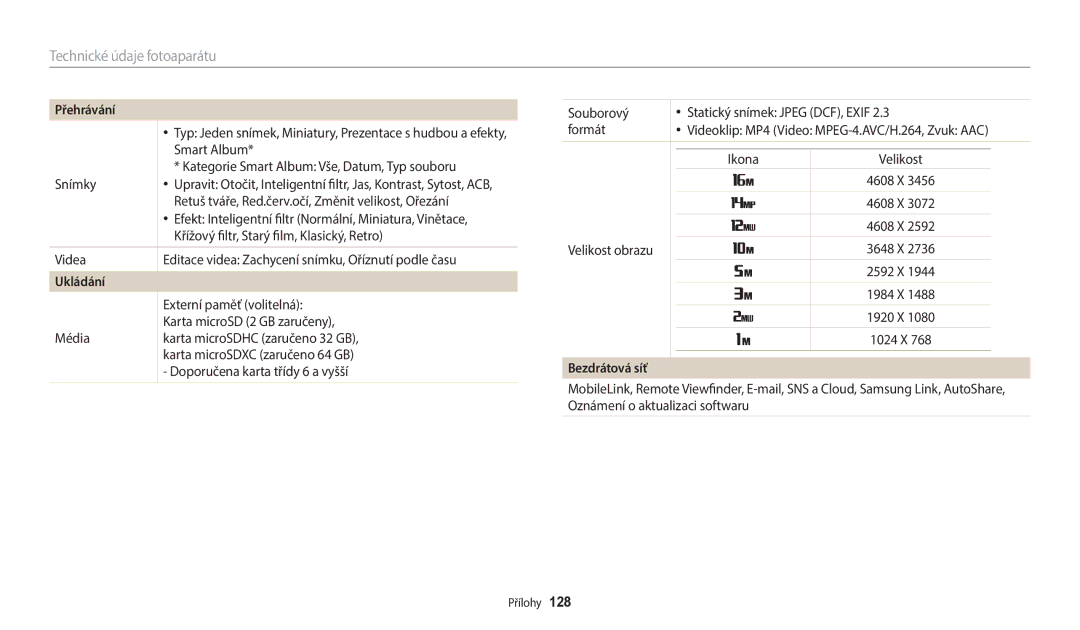 Samsung EC-WB35FZBPWE3, EC-WB35FZBPBE3, EC-WB35FZBPRE3, EC-WB35FZBPLE3 manual Přehrávání, Ukládání, Bezdrátová síť 