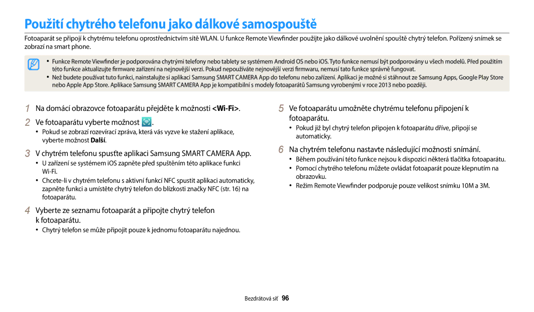 Samsung EC-WB35FZBPWE3, EC-WB35FZBPBE3, EC-WB35FZBPRE3, EC-WB35FZBPLE3 Použití chytrého telefonu jako dálkové samospouště 