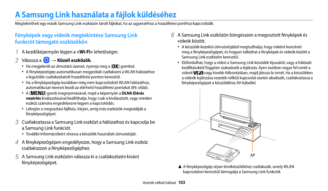 Samsung EC-WB35FZBPBE3, EC-WB35FZBPWE3, EC-WB35FZBPRE3, EC-WB35FZBPLE3 manual Samsung Link használata a fájlok küldéséhez 