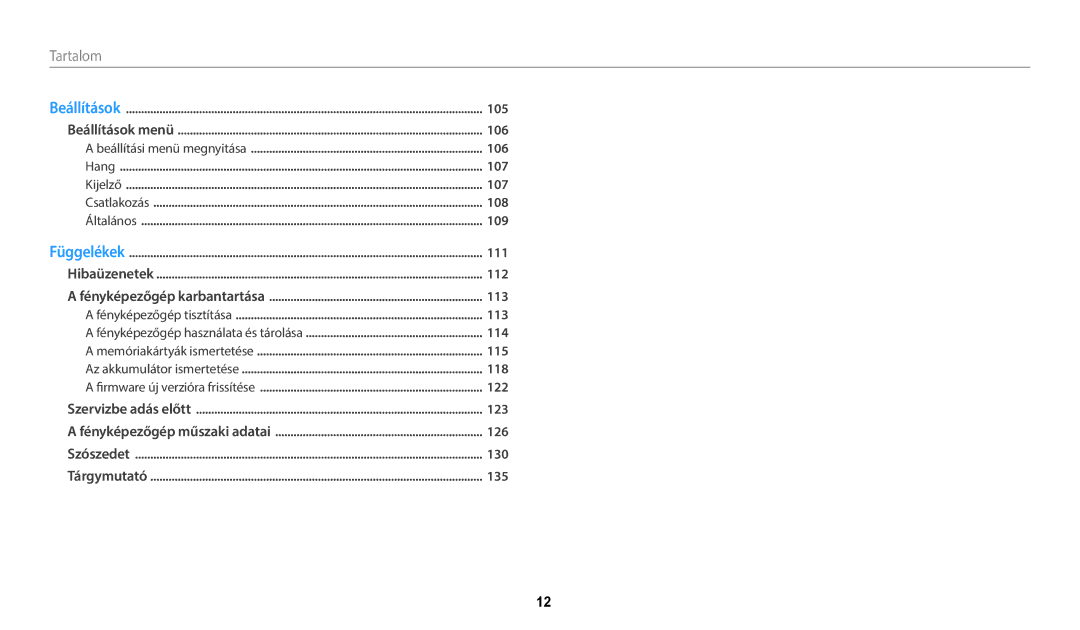 Samsung EC-WB35FZBPWE3, EC-WB35FZBPBE3, EC-WB35FZBPRE3, EC-WB35FZBPLE3 manual Tartalom 