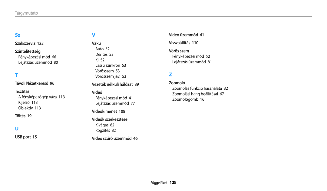 Samsung EC-WB35FZBPLE3 manual Fényképezőgép váza 113 Kijelző Objektív, Auto Derítés Lassú szinkron Vörösszem Vörösszem jav 