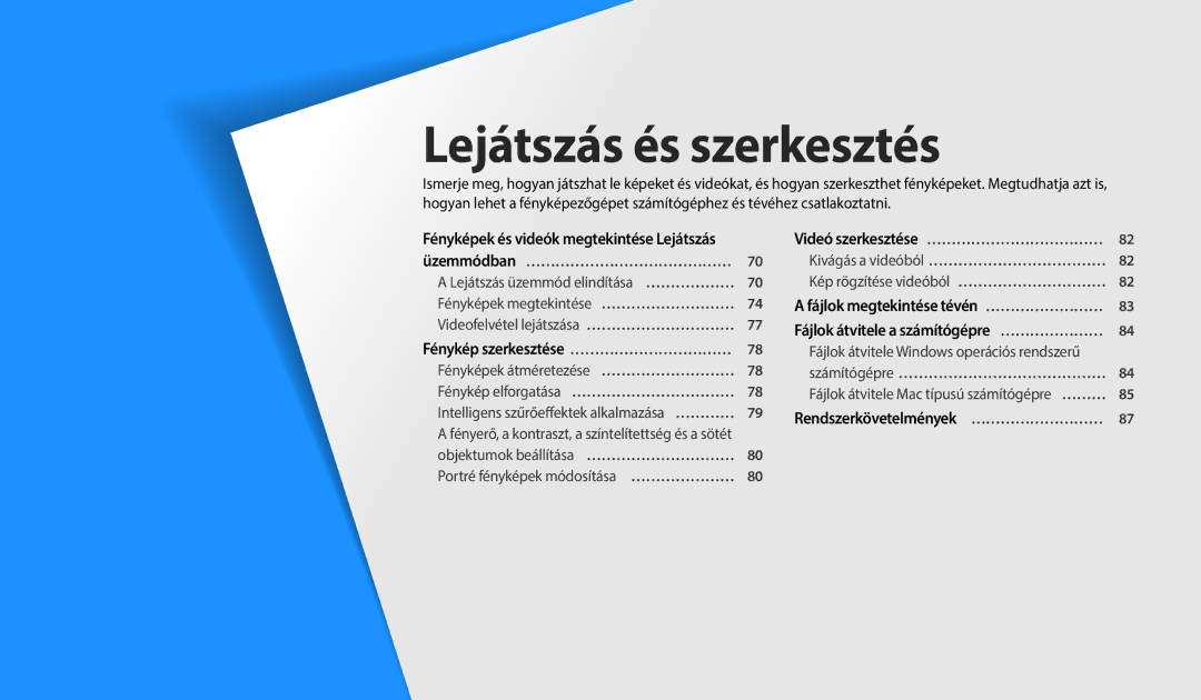 Samsung EC-WB35FZBPRE3, EC-WB35FZBPBE3, EC-WB35FZBPWE3 manual Lejátszás és szerkesztés, Fénykép szerkesztése ……………………………… 