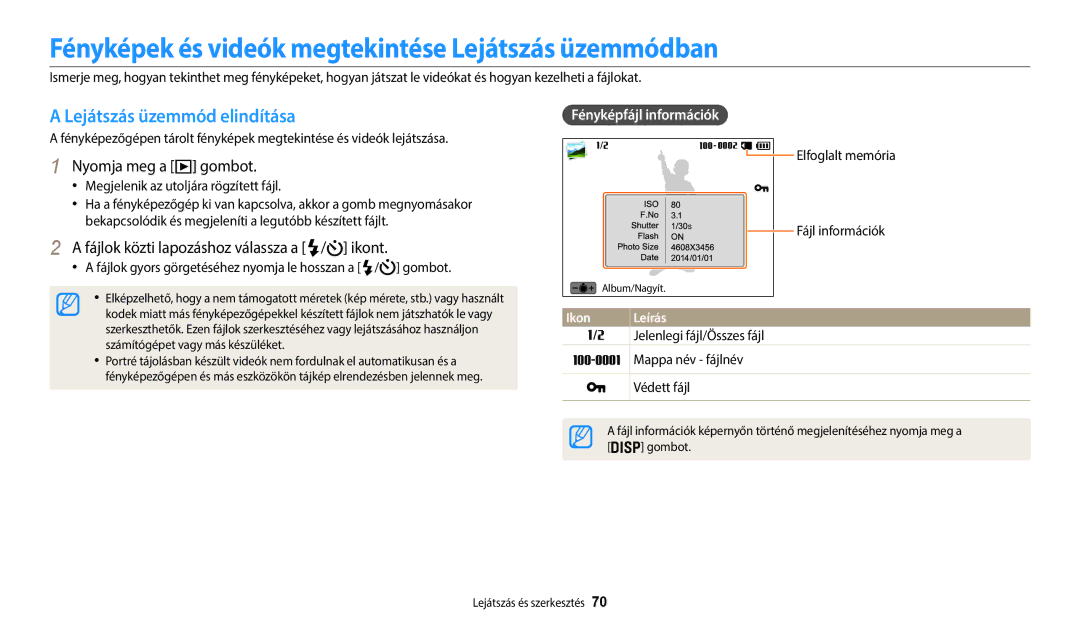 Samsung EC-WB35FZBPLE3, EC-WB35FZBPBE3 Fényképek és videók megtekintése Lejátszás üzemmódban, Lejátszás üzemmód elindítása 