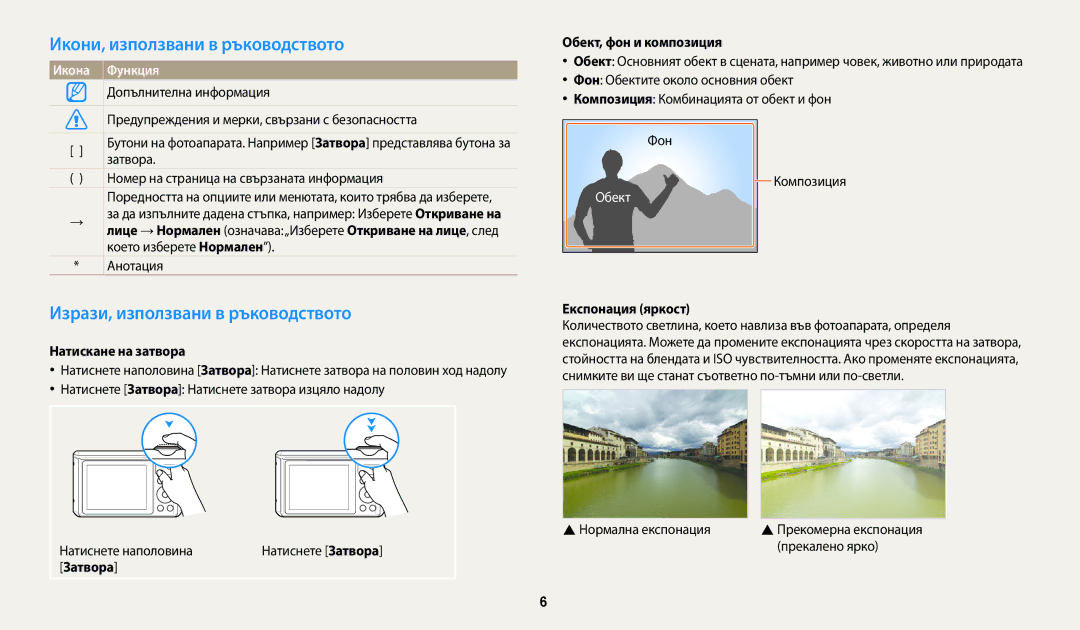 Samsung EC-WB35FZBPBE3 manual Икони, използвани в ръководството, Изрази, използвани в ръководството 