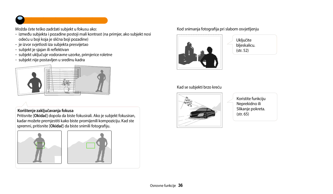 Samsung EC-WB35FZBPBE3 manual Sprječavanje da subjekt bude izvan fokusa, Korištenje zaključavanja fokusa 