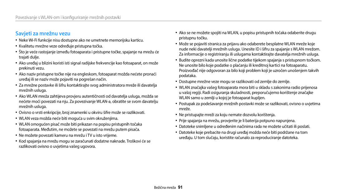 Samsung EC-WB35FZBPBE3 manual Savjeti za mrežnu vezu 