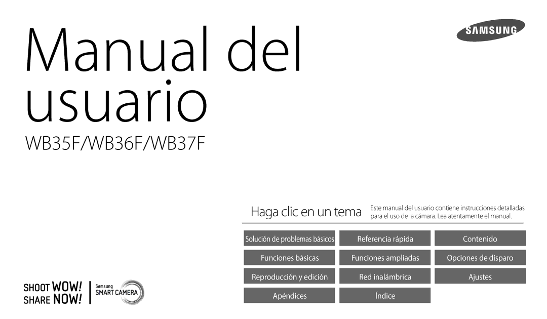 Samsung EC-WB35FZBPWE1, EC-WB37FZBDWE1, EC-WB35FZBPBE1, EC-WB35FZBPLE1, EC-WB37FZBDLE1 manual Manual del usuario 