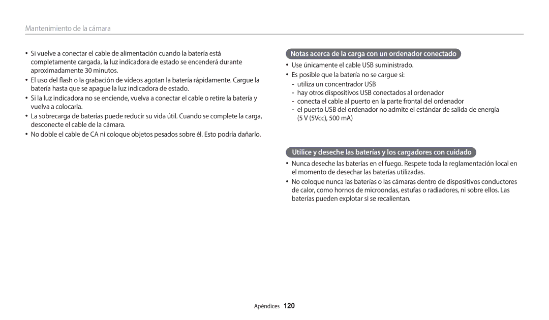 Samsung EC-WB35FZBPWE1, EC-WB37FZBDWE1, EC-WB35FZBPBE1, EC-WB35FZBPLE1 Notas acerca de la carga con un ordenador conectado 