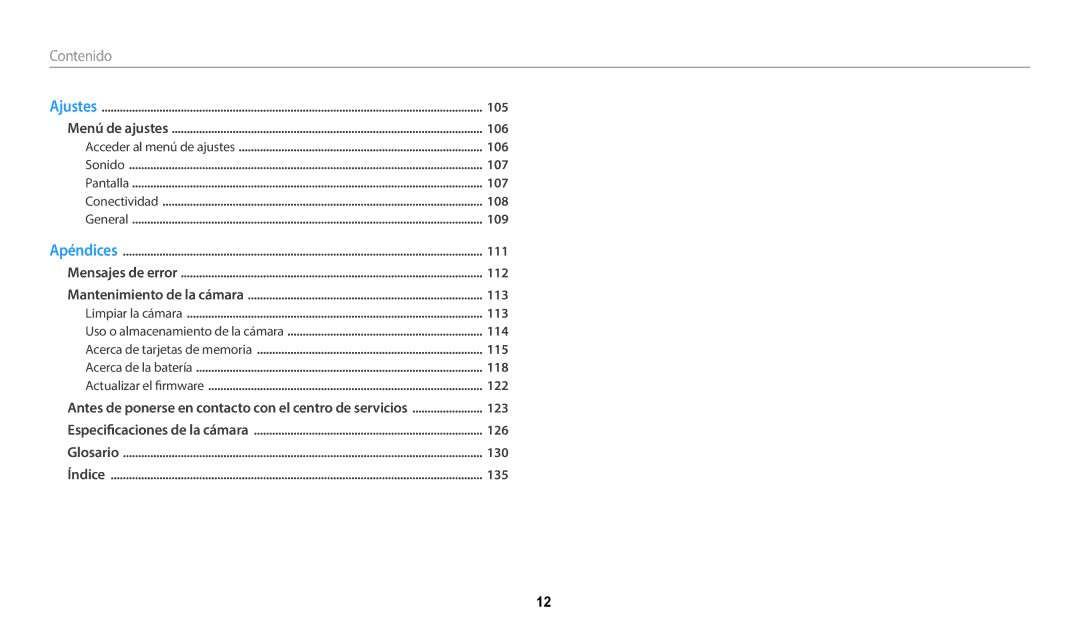 Samsung EC-WB35FZBPWE1, EC-WB37FZBDWE1, EC-WB35FZBPBE1, EC-WB35FZBPLE1, EC-WB37FZBDLE1, EC-WB37FZBDBE1 manual Contenido 