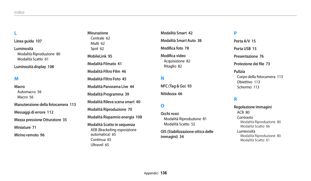 Samsung EC-WB35FZBPBE1, EC-WB37FZBDWE1, EC-WB35FZBPWE1 manual Indice 