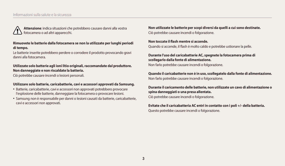 Samsung EC-WB35FZBPWE1 manual Ciò potrebbe causare incendi o lesioni personali, Non toccate il flash mentre si accende 