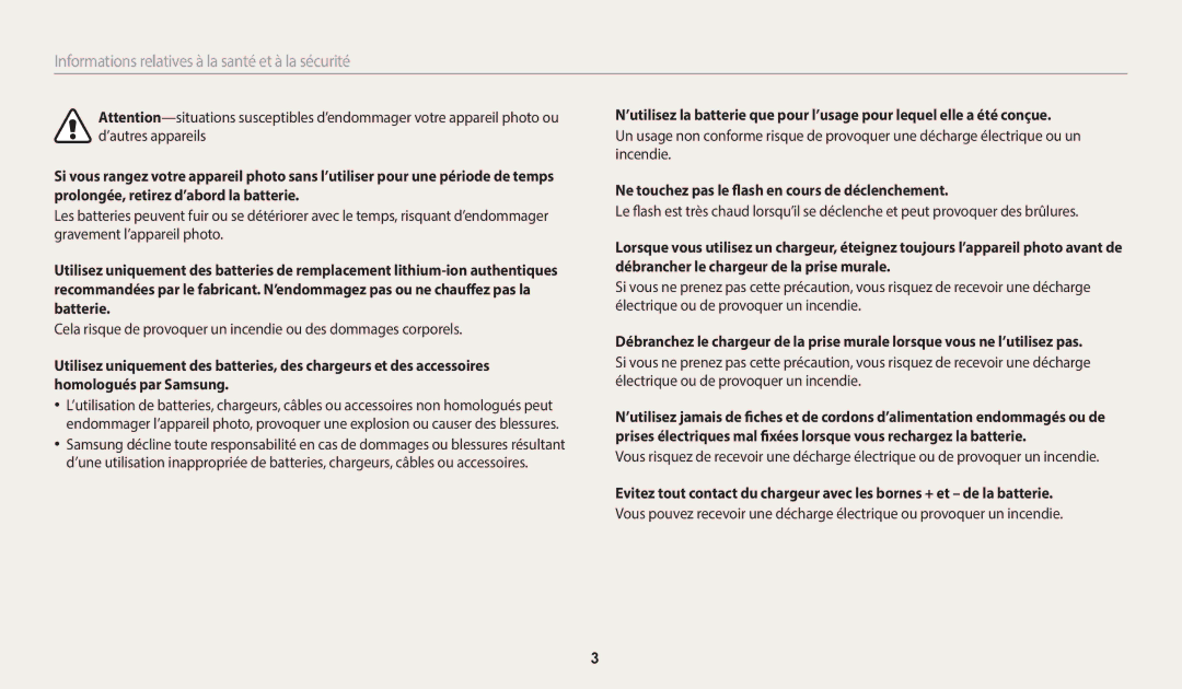 Samsung EC-WB37FZBDWFR, EC-WB35FZBPBFR, EC-WB35FZBPWFR, EC-WB37FZBDBFR Ne touchez pas le flash en cours de déclenchement 