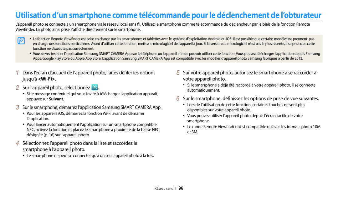 Samsung EC-WB35FZBPBFR, EC-WB37FZBDWFR, EC-WB35FZBPWFR, EC-WB37FZBDBFR manual Réseau sans fil 