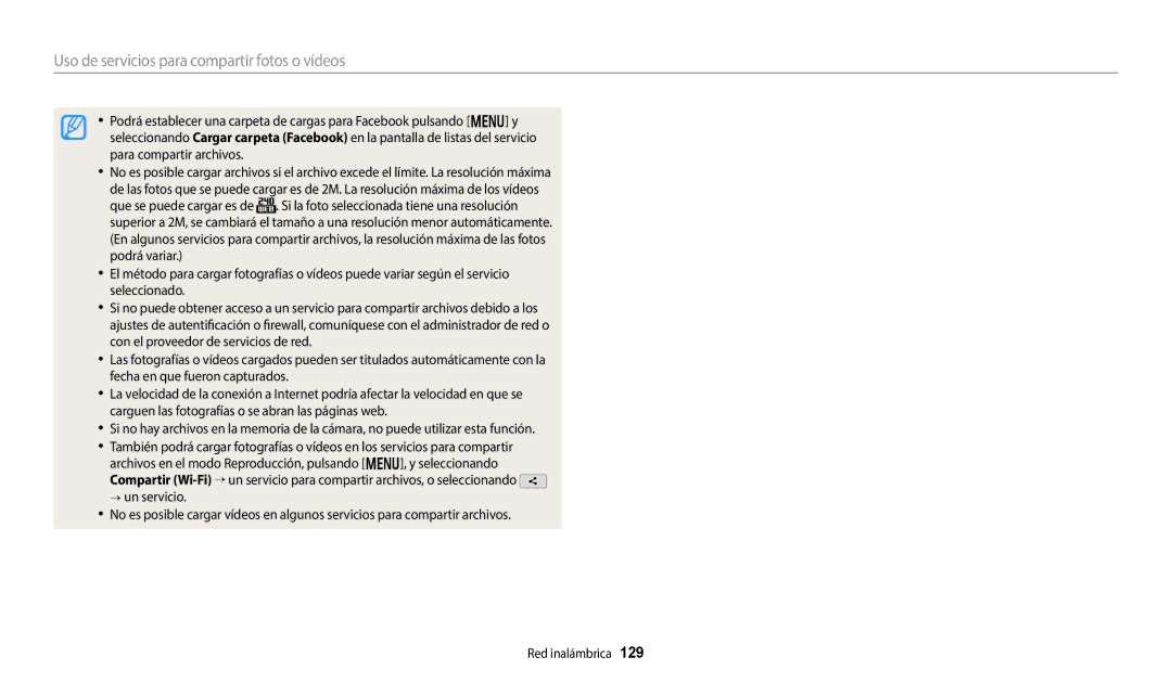 Samsung EC-WB380FBPWE1, EC-WB380FBPBE1 manual Uso de servicios para compartir fotos o vídeos 