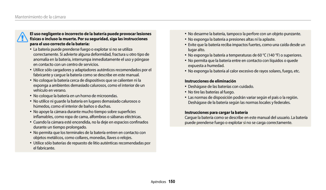 Samsung EC-WB380FBPBE1, EC-WB380FBPWE1 manual Instrucciones de eliminación, Instrucciones para cargar la batería 