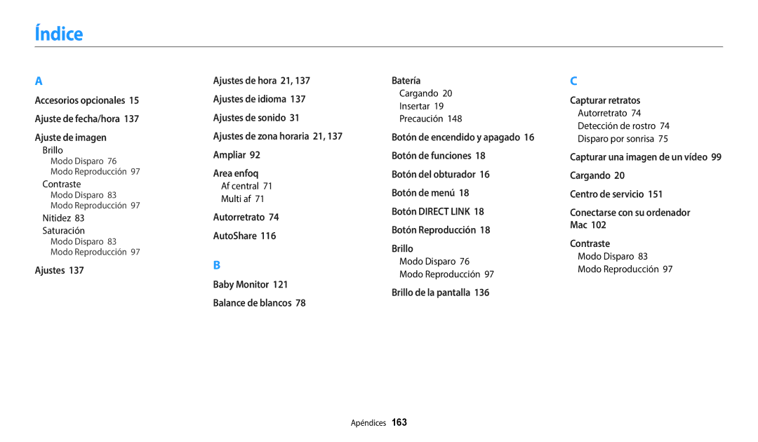 Samsung EC-WB380FBPWE1, EC-WB380FBPBE1 manual Índice 