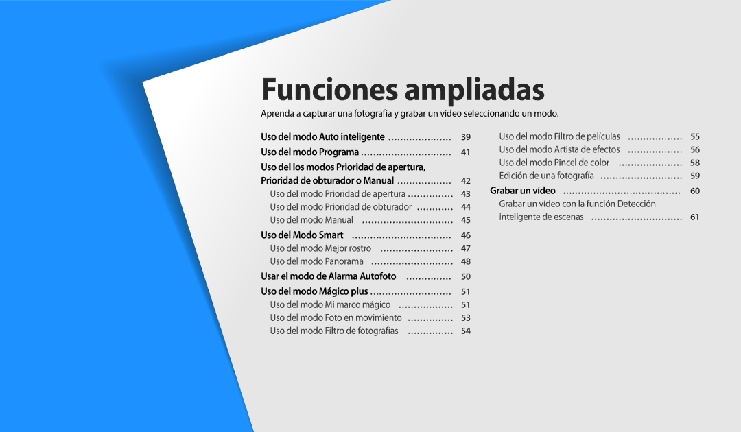 Samsung EC-WB380FBPBE1, EC-WB380FBPWE1 manual Funciones ampliadas 